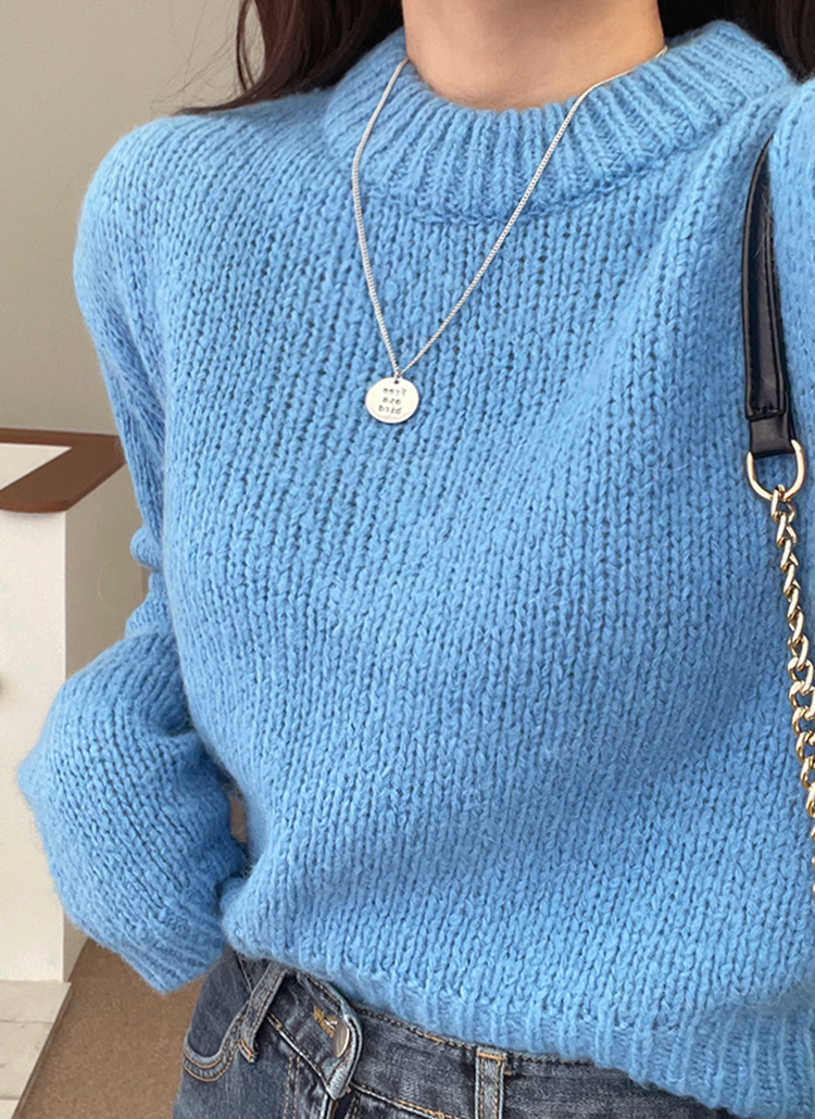 セミクロップドニット(ブルー) | レディースファッション通販 - DHOLIC