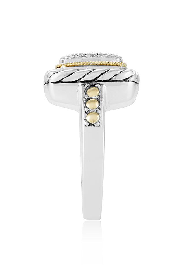 925 Sterling Silver & 18K Yellow Gold Accented Diamond Ring, 0.20
