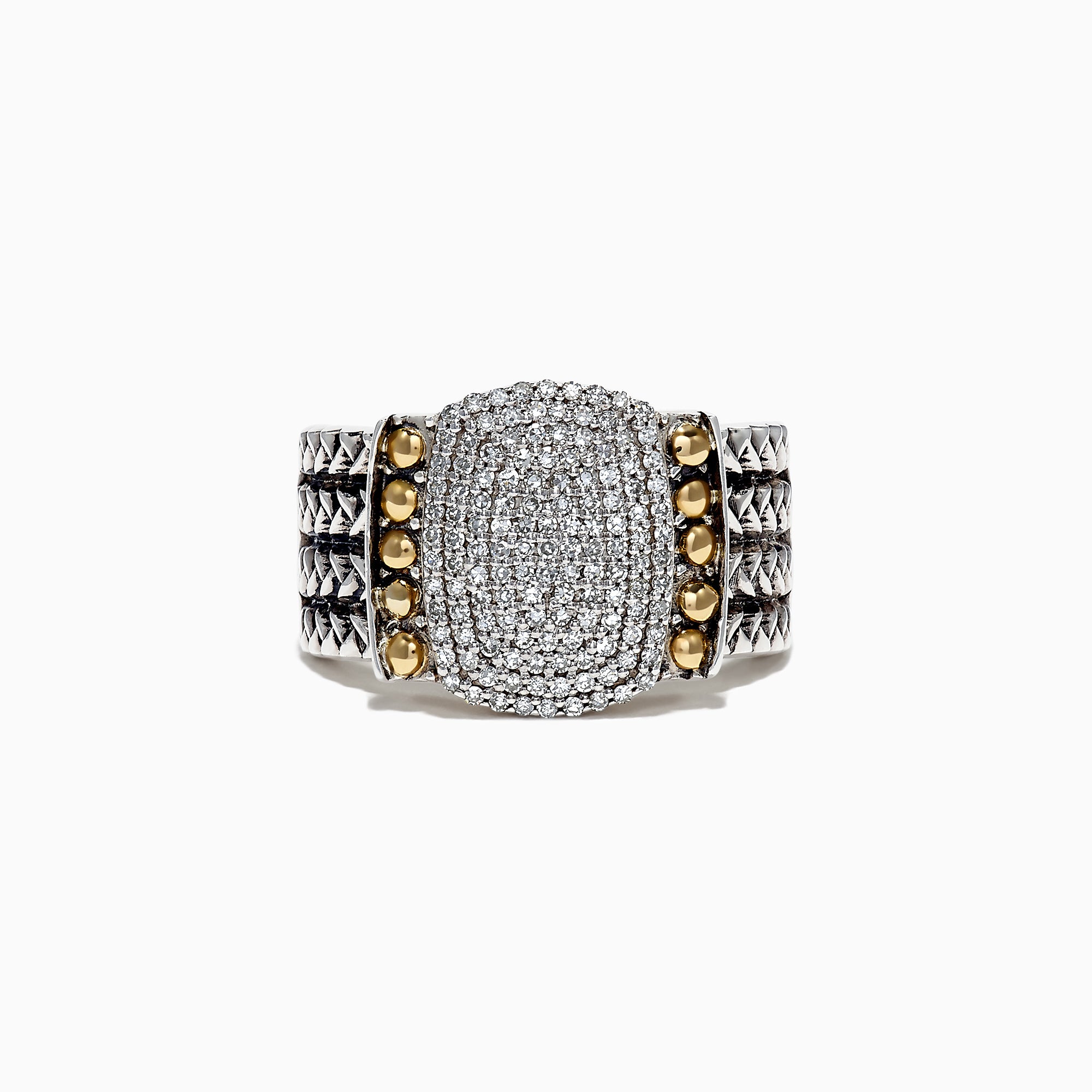 925 Sterling Silver and 18K Yellow Gold Diamond Ring, 0.39 TCW