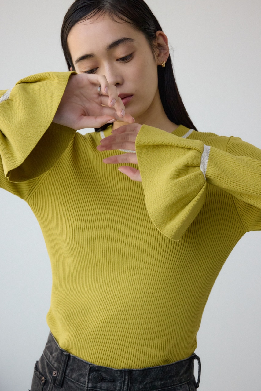 AZUL BY MOUSSY | シアーコンビフレアスリーブニット (ニット ) |SHEL