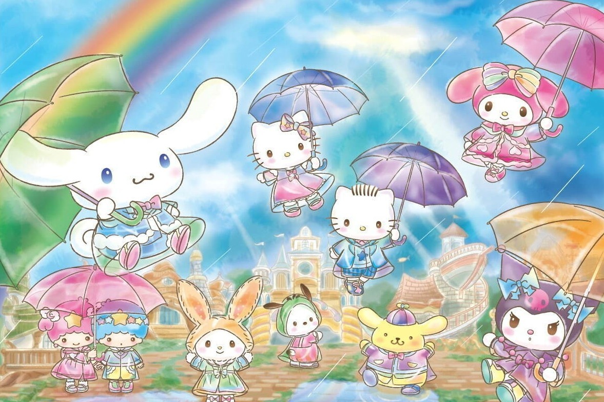 サンリオピューロランド「レインコート姿」のシナモロール・ポムポム