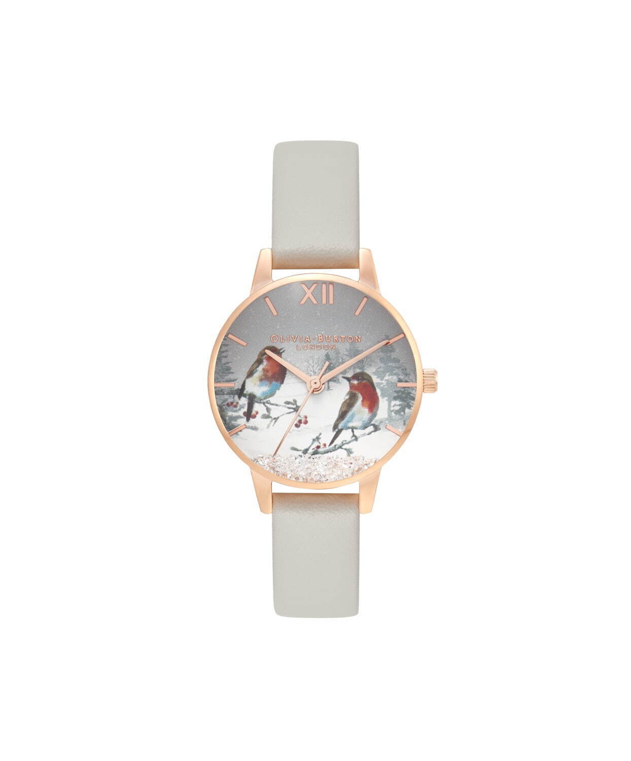 オリビア・バートンのクリスマス限定腕時計 - “鳥と柊”の雪景色を描い