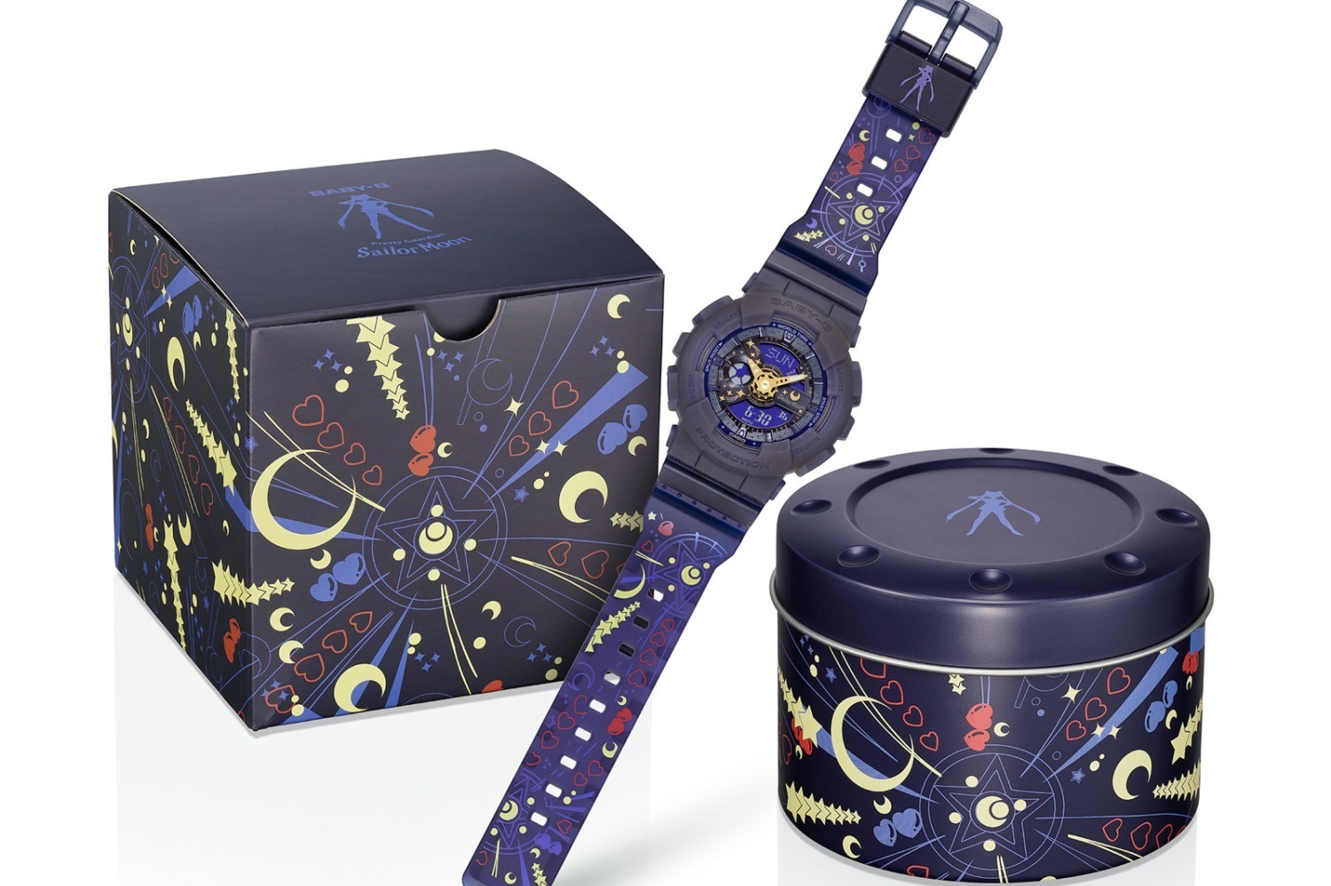 BABY-G「セーラームーン」変身シーン着想の腕時計、煌めく月モチーフ