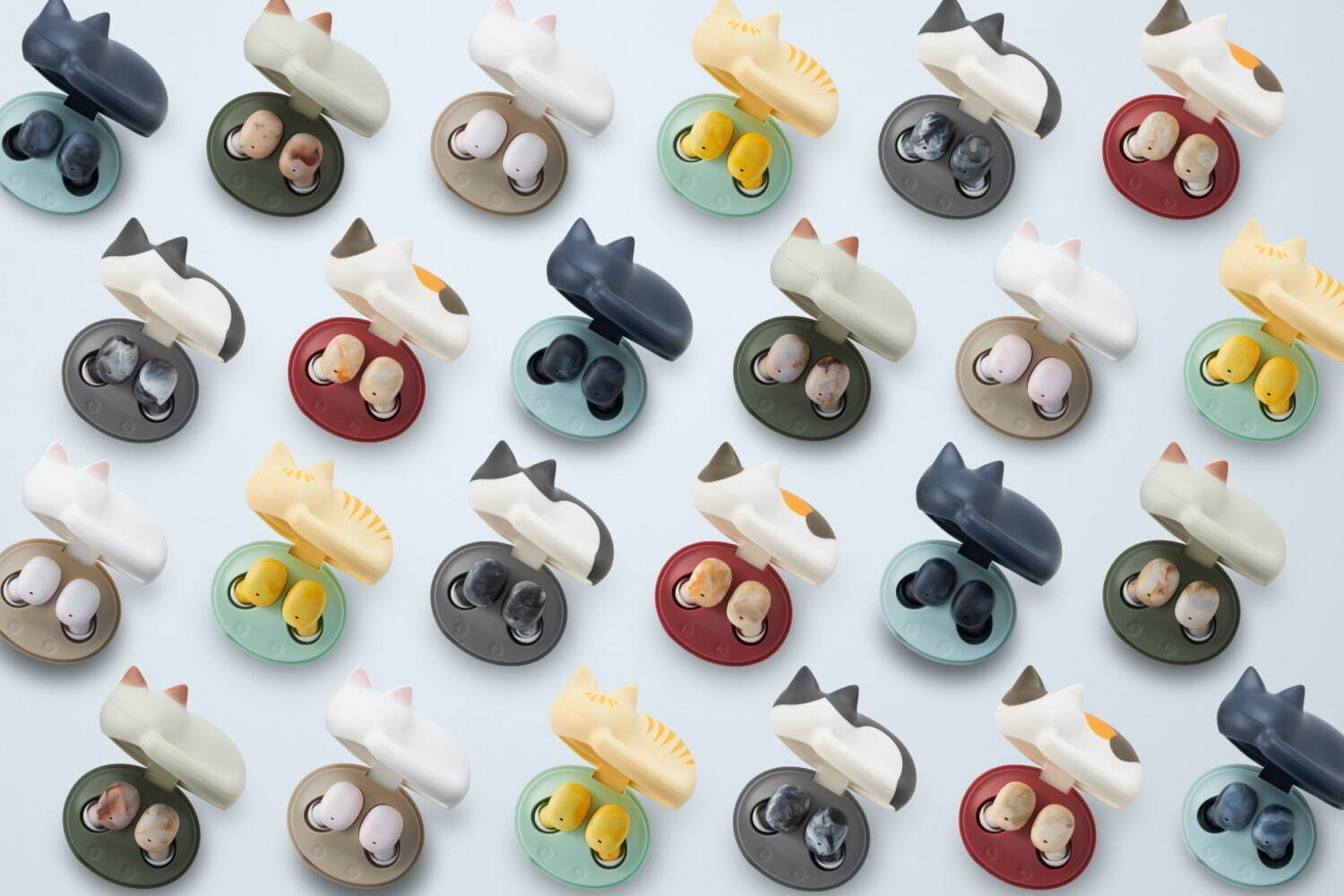 眠る猫型”完全ワイヤレスイヤホンに「ハチワレ」や「ミケ」の新色