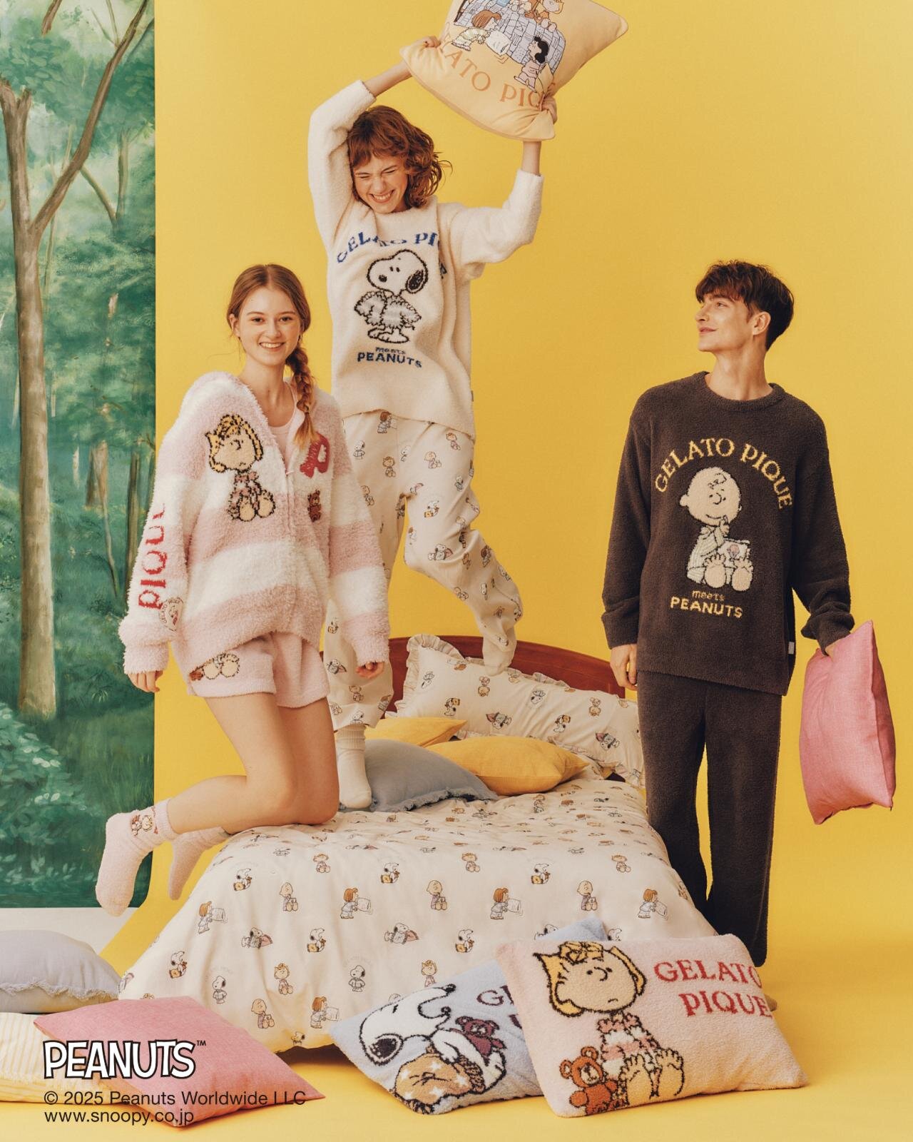 ジェラート ピケ「ピーナッツ」ルームウェア、“おやすみ前”スヌーピー