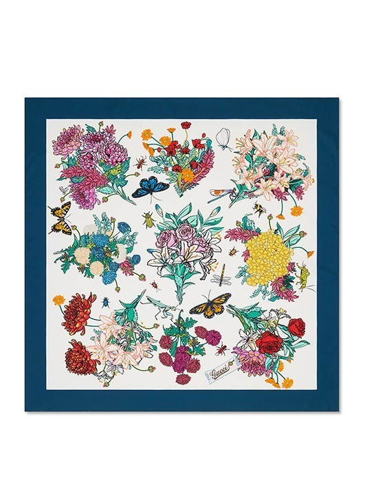 グッチのシルクスカーフ「90 x 90」アーティストが“GGパターン”や花柄