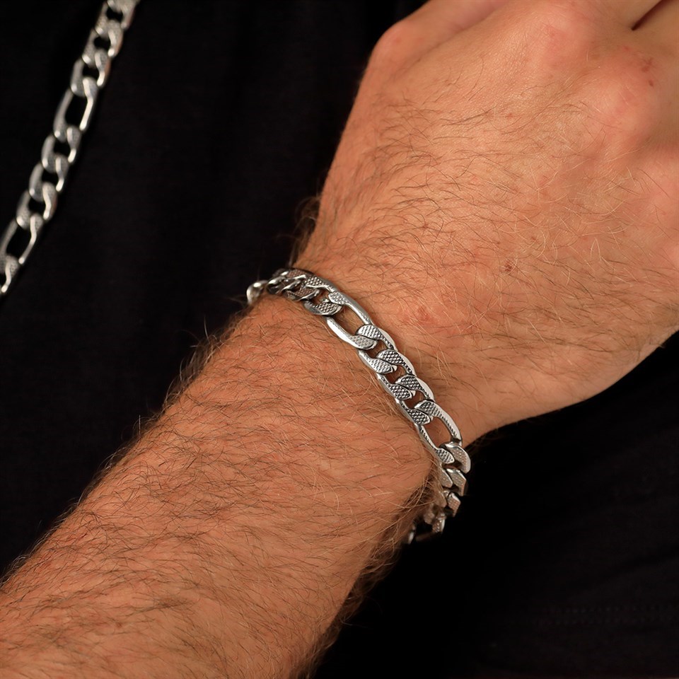Joseph & George Stainless Steel Figaro Bracelet - 8.5in - A3420