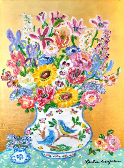 23k gold) Bouquet with Sunflowers』レスリー・セイヤー | 絵画