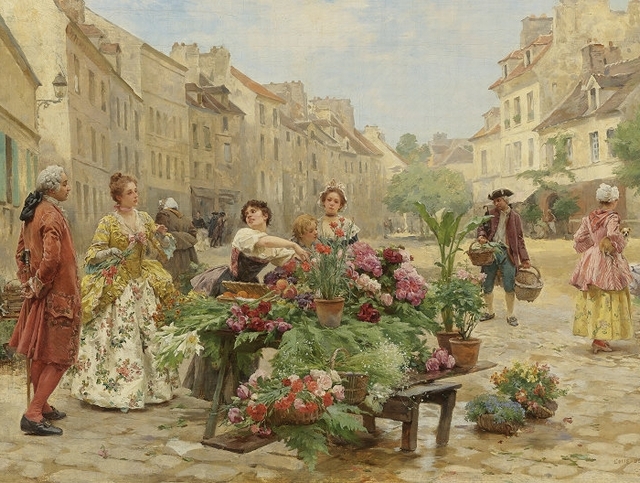 fu-collection】 ヨーロッパ絵画 貴族と貴婦人 0742L 大型額絵 98×78