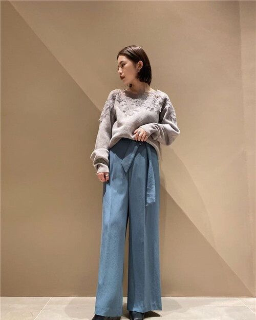 Fubail / レーストリムオフショルニット