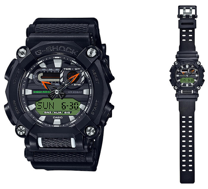The G-Shock GA-900 has a heavy-duty industrial style with a