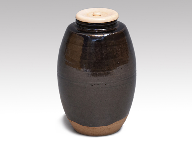 肩衝茶入 洛東 万代草山（作) 共箱 牙蓋 仕服（吉野間道) | 古美術ささき