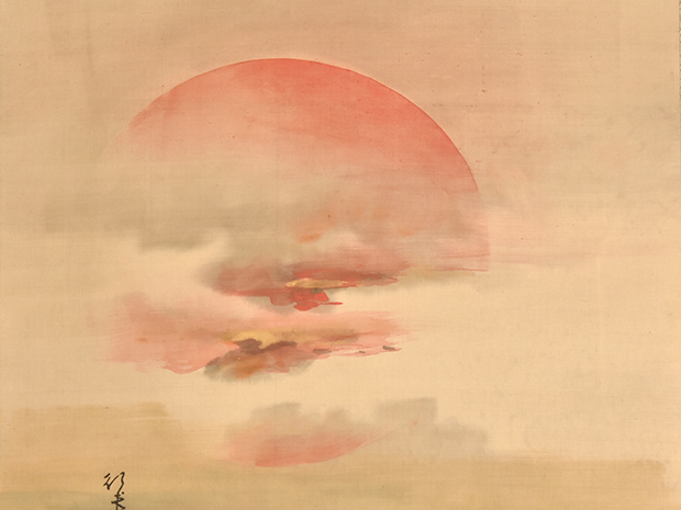 守住貫魚 旭日出海之画 最晩年85歳画 守住周魚箱書 絹本縦幅 | 古