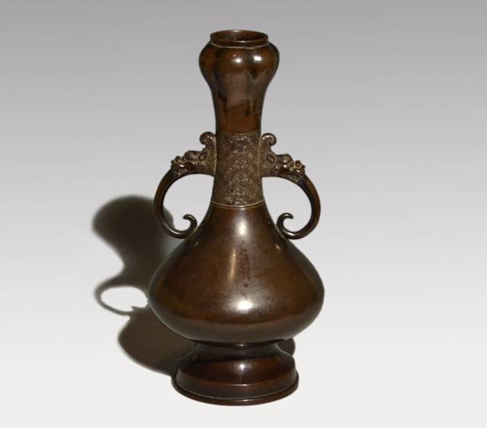 古銅花入 柑子口 龍耳付 | 古美術ささき