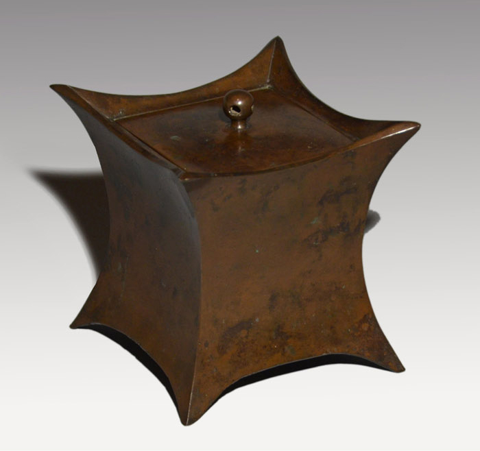 古銅 唐銅製 時代糸巻水指 共蓋 珍品 | 古美術ささき