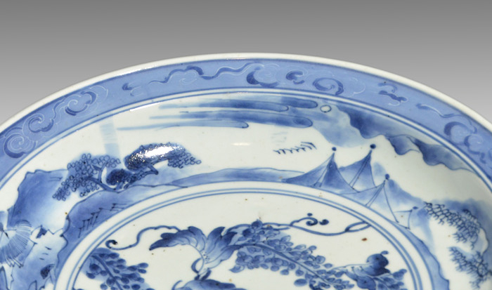 古伊万里(藍九谷様式)染付藤文大皿 江戸時代中期頃 美品 | 古美術ささき