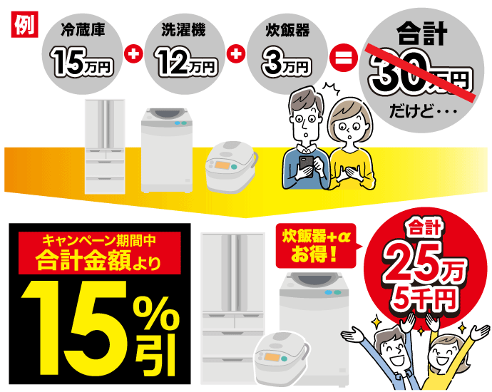 まとめ買いがお得！＼ 最大15％引き ／ まとめ割開催中 家電通販の