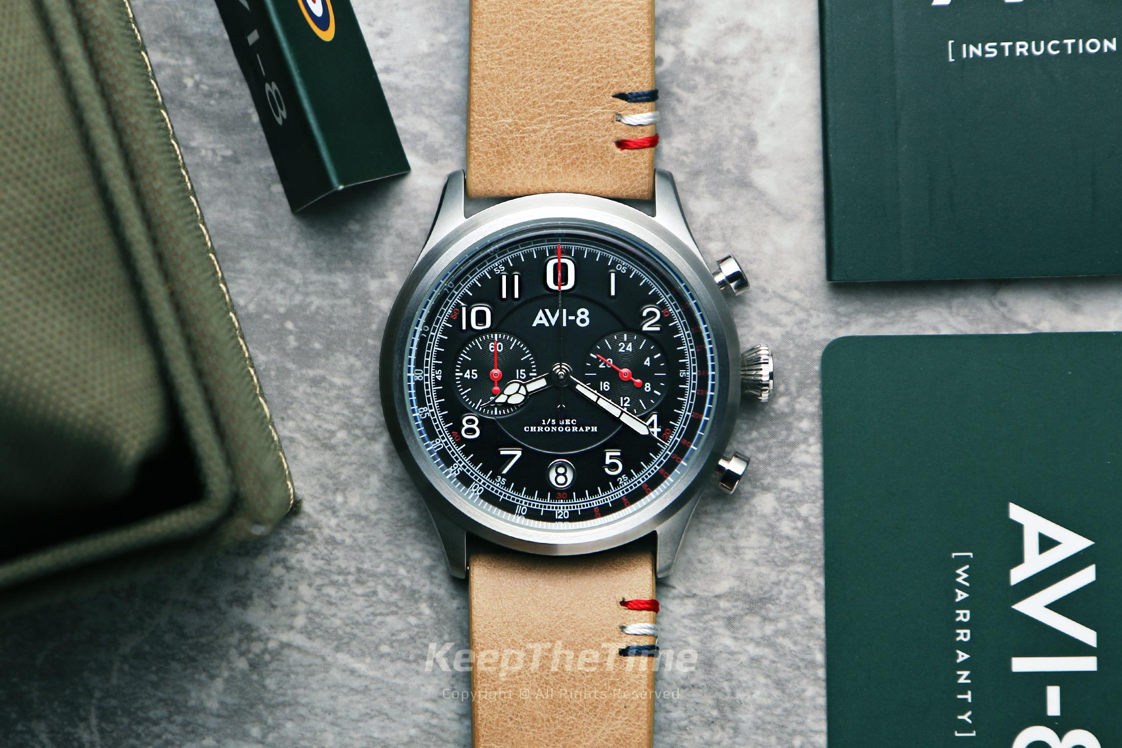 AVI-8 Flyboy Lafayette AV-4054 Mechaquartz Bi-Compax Chrono