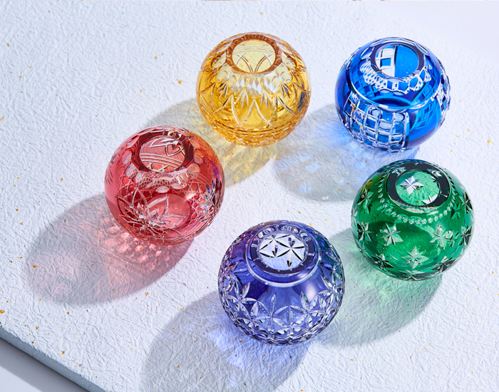 直営店限定 江戸切子 手まり花瓶 ＜菊花＞ | カガミクリスタル