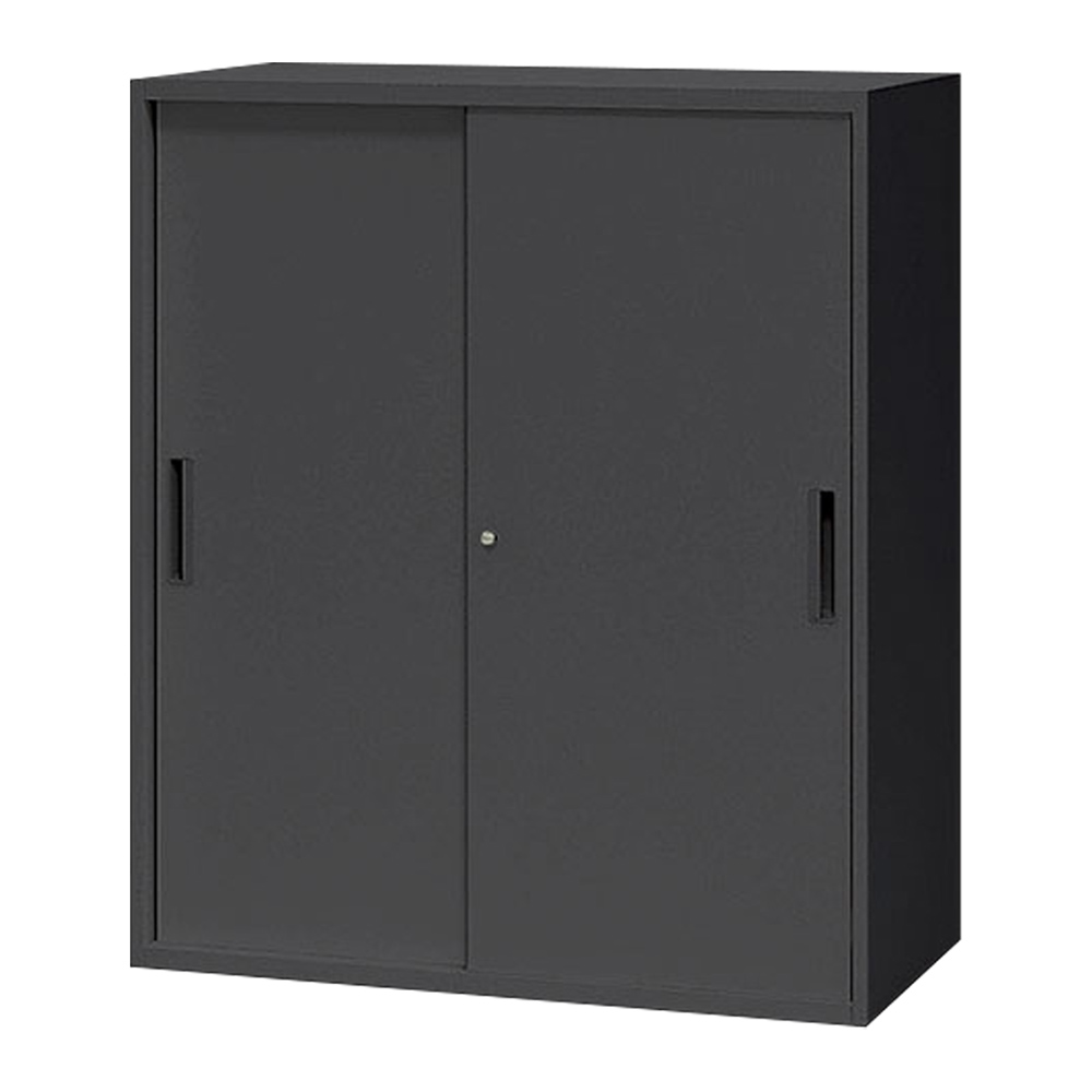 スチール引違い2枚扉書庫 CWシリーズ 幅899 奥行450 高さ1050 NA