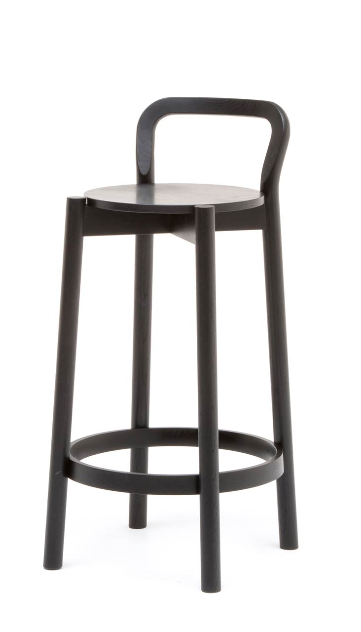 Castor Barstool with Backrest Low ‒ KARIMOKU NEW STANDARD (KNS)