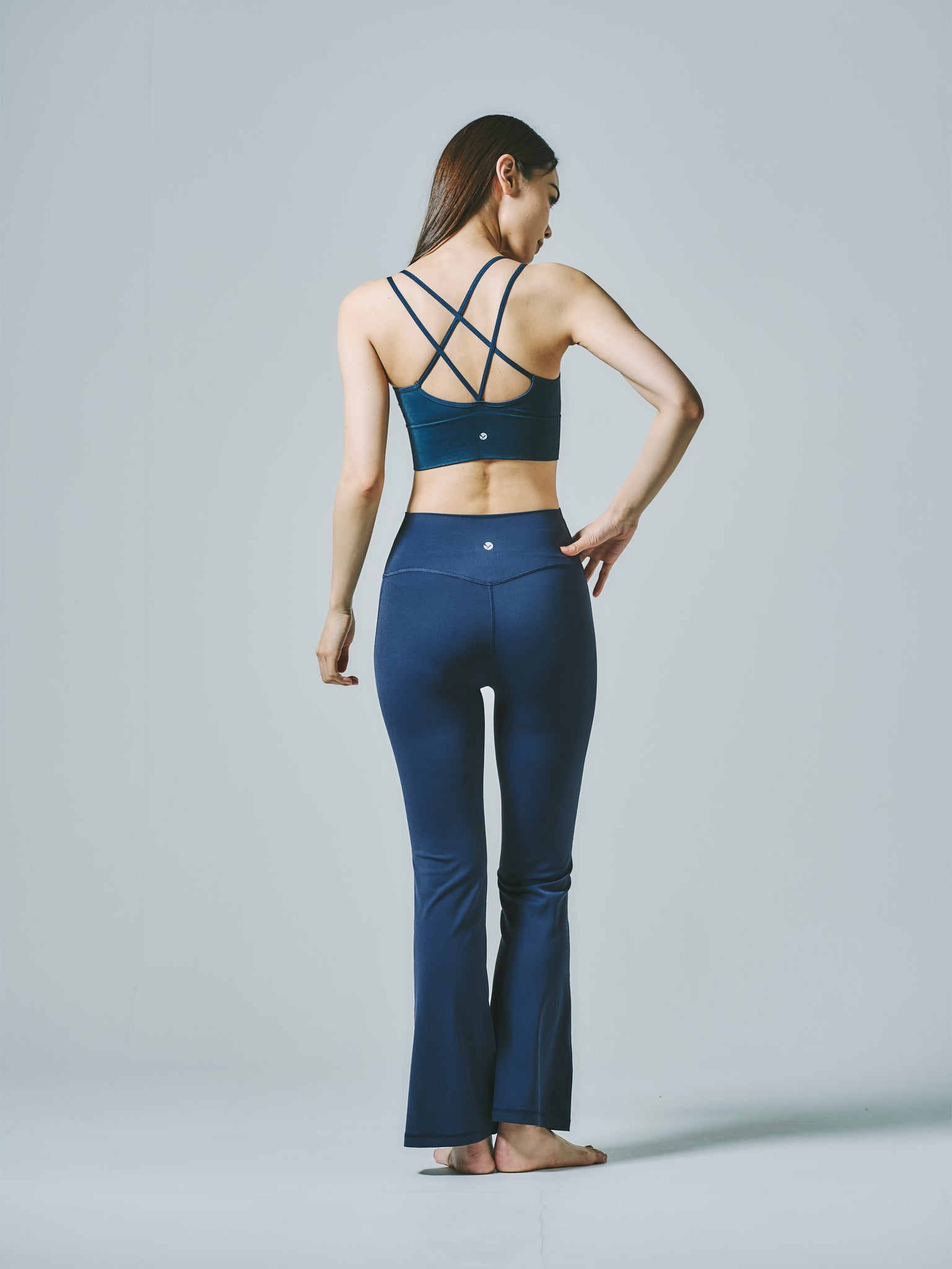 ロング ストレッチ フレアパンツ ネイビー | ヨガ フレアパンツ