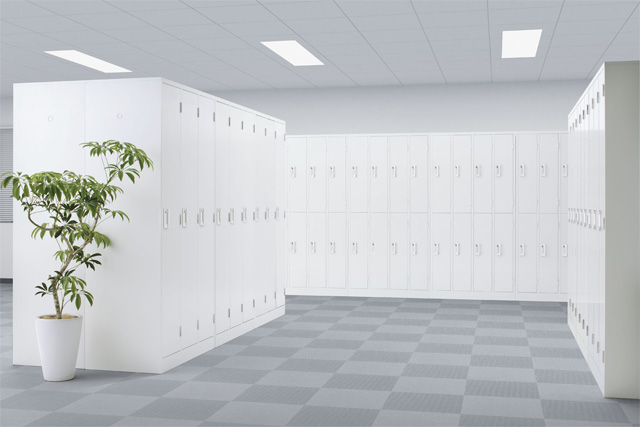 生興 スチールロッカー 4人用 2列2段 鍵付き ホワイト W608×D515