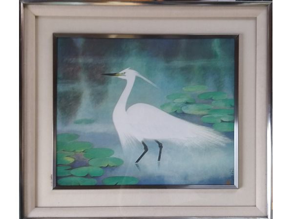 埼玉県越谷市にて、桐たんす、渡辺芳文の油彩画「花」、山口逢春の工芸
