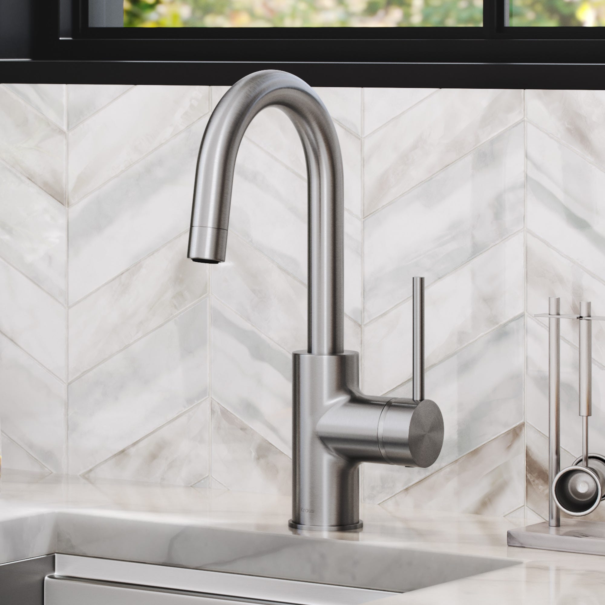 Single Handle Kitchen Bar Faucet In Spot Free Stainless Steel | Kraus