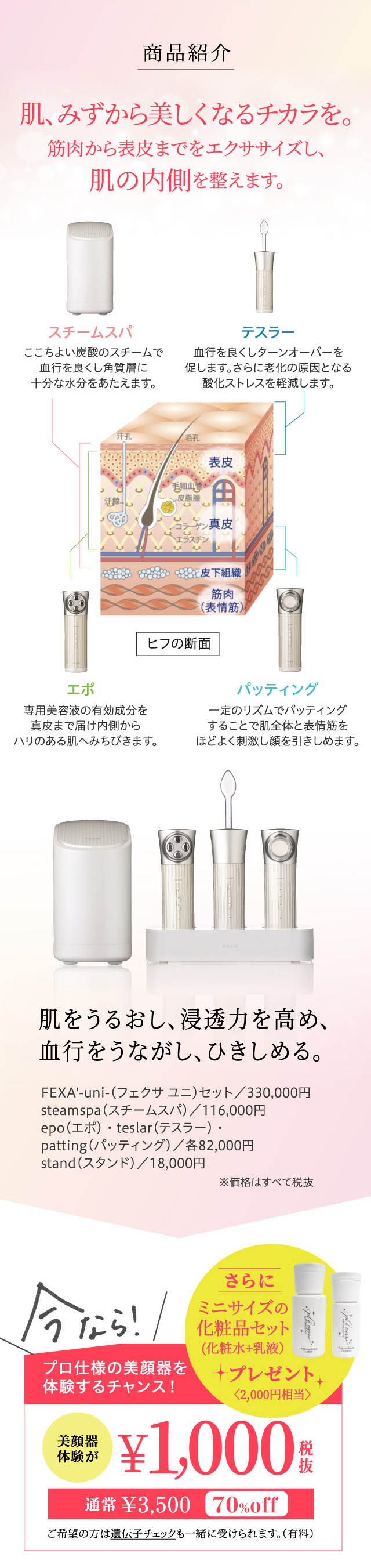 ホメオスタイル 美顔器 FEXA'-uni-体験 応募フォーム｜HOMEOSTYLE