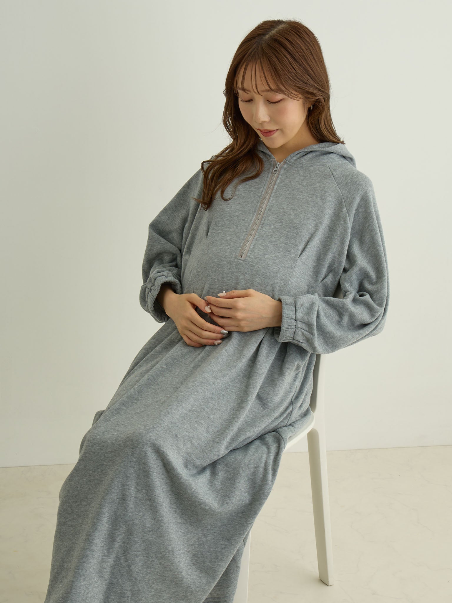 軽量裏起毛パーカーワンピース Gray – honono for mom&baby