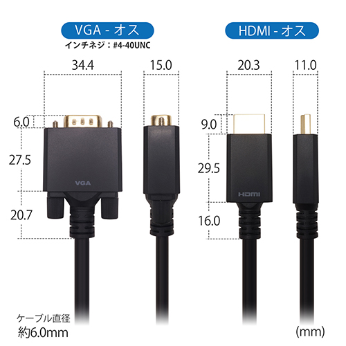 ホーリックダイレクト / HDMI→VGA変換ケーブル HAVG10-708BB