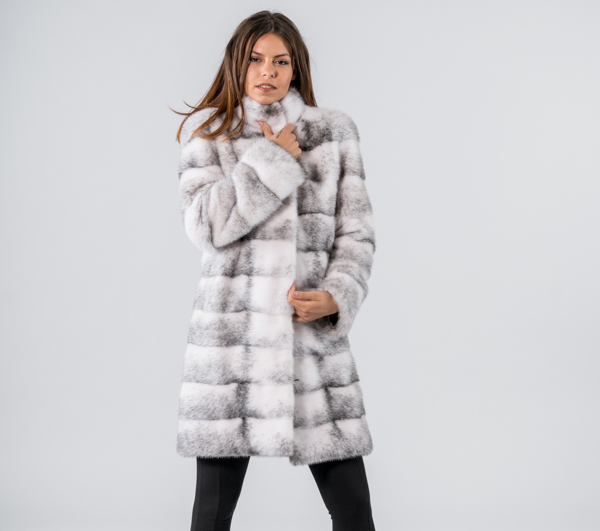 Black Cross Mink Fur Jacket | Luxury Real Fur | Haute Acorn