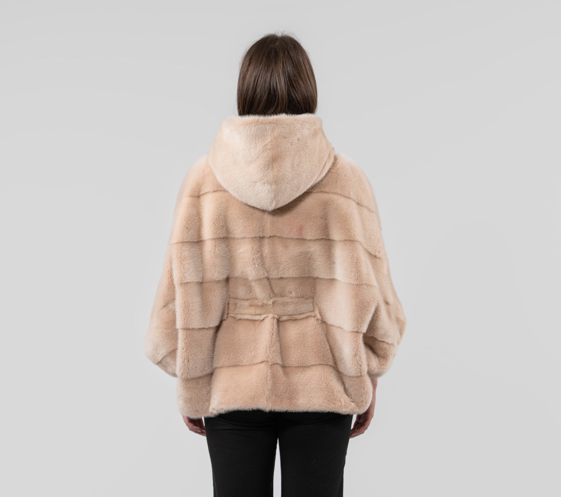 Powder Beige Mink Fur Cape - 100% Real Fur-Haute Acorn
