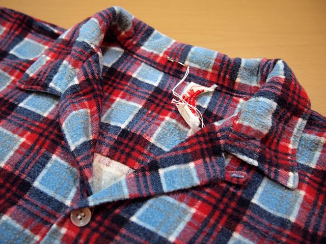 1960sプリントネルBOXシャツ - 古着屋HamburgCafe