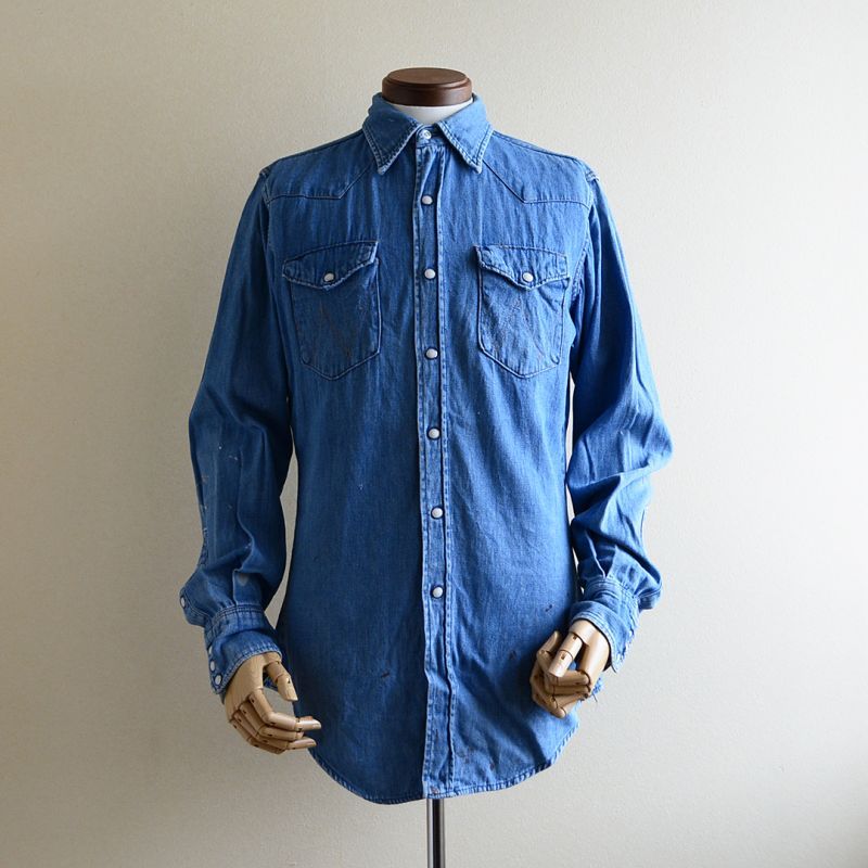 1960s-70s Wrangler 27MWデニムウエスタンシャツ 表記15 - 古着屋