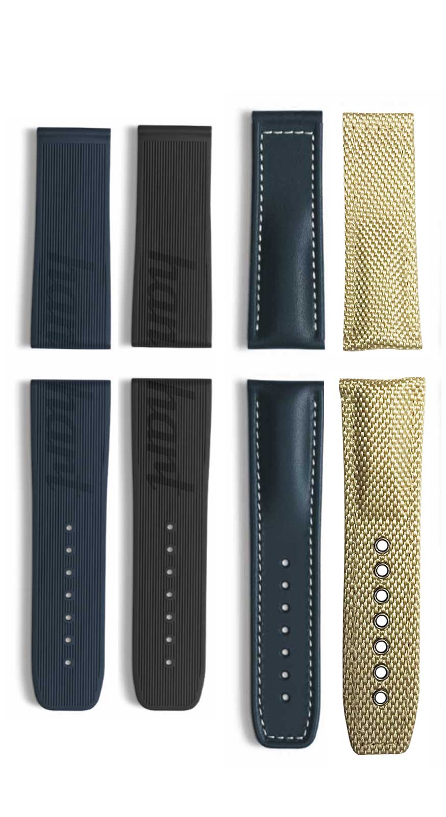 PIONEER One calfskin strap black without rivets, 22 mm