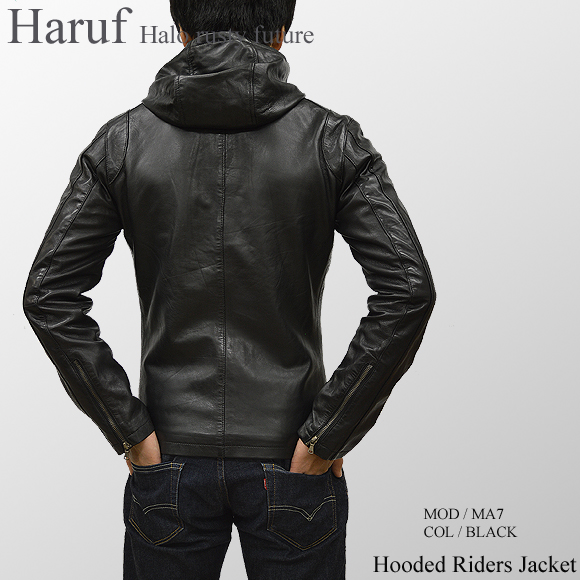Haruf 本革 レザージャケット フード付き レザー パーカー ジャケット