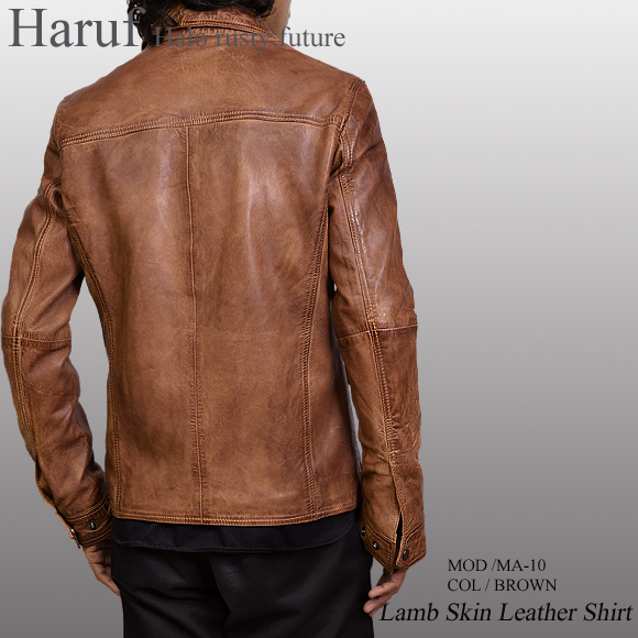 レザージャケット 革ジャン メンズ 本革 ラムレザー シャツジャケット