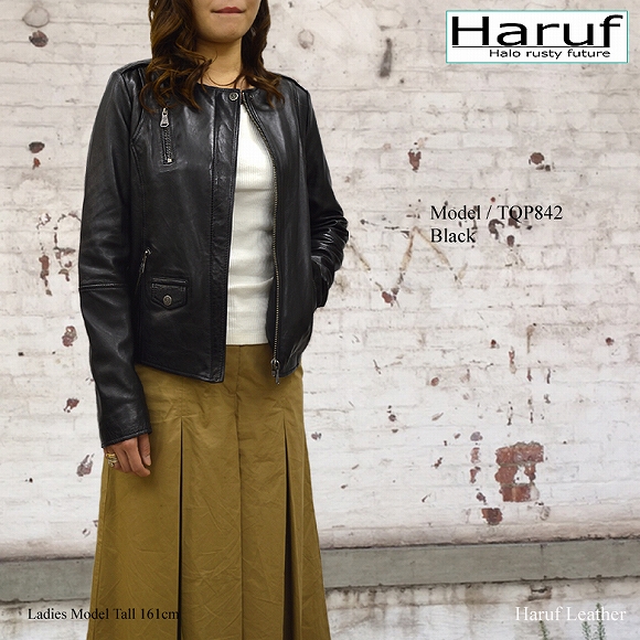 ノーカラージャケット レディース 本革 レザージャケット ライダース