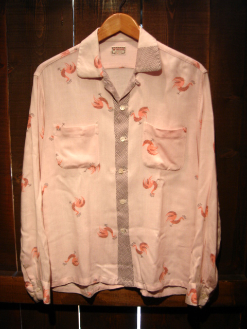 50s HbarC サーモンピンク レーヨンギャバシャツ 50s Manhattan