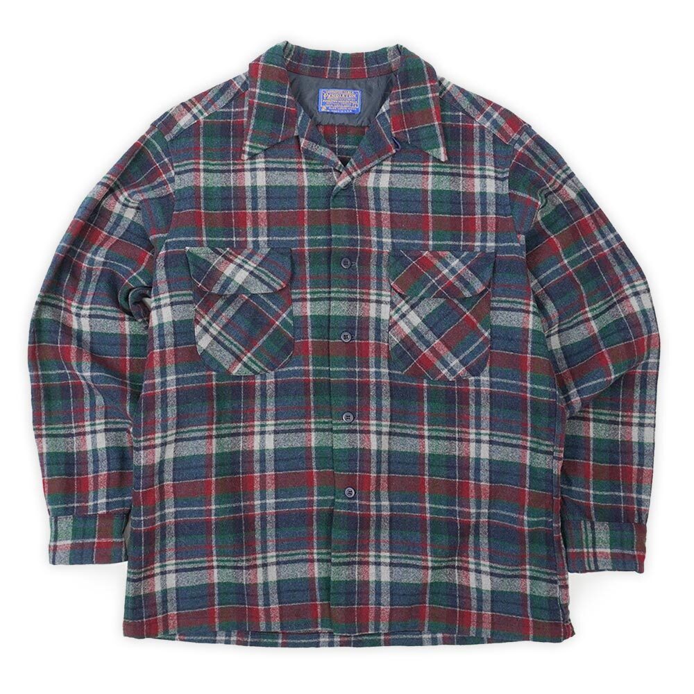 70's Pendleton オープンカラー ウールシャツ 