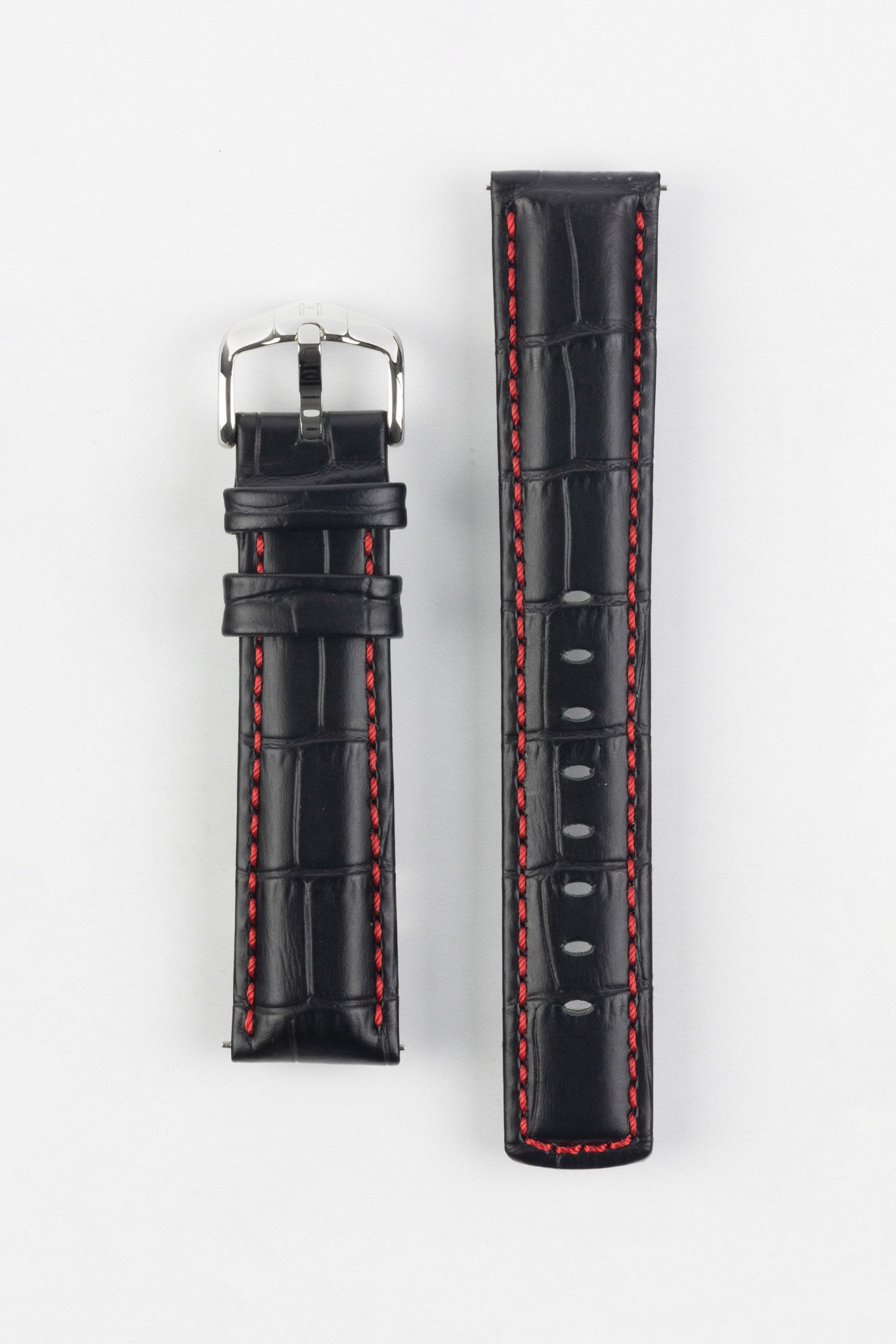 Hirsch Grand Duke Alligator-Embossed Watch Strap | Black/Red – HS