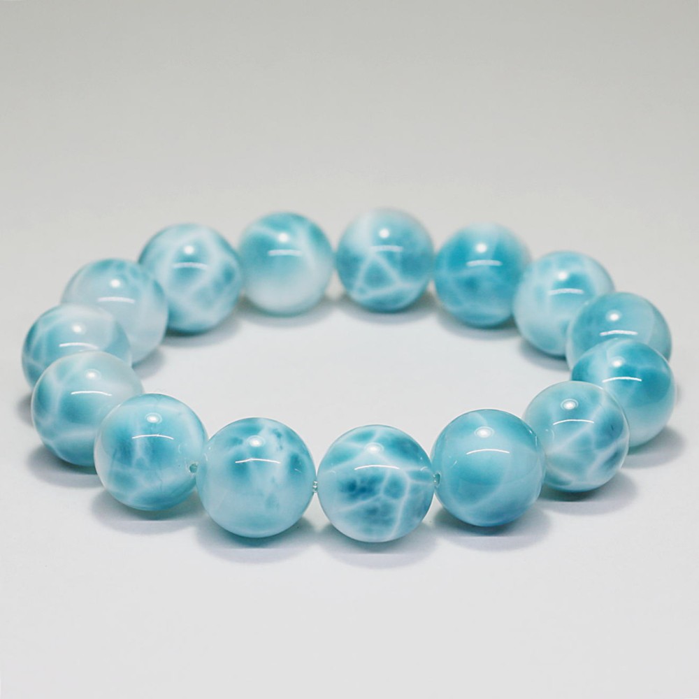 高品質++]ラリマーブレスレット（約13.5mm玉） - 埼玉県吉川市の天然石