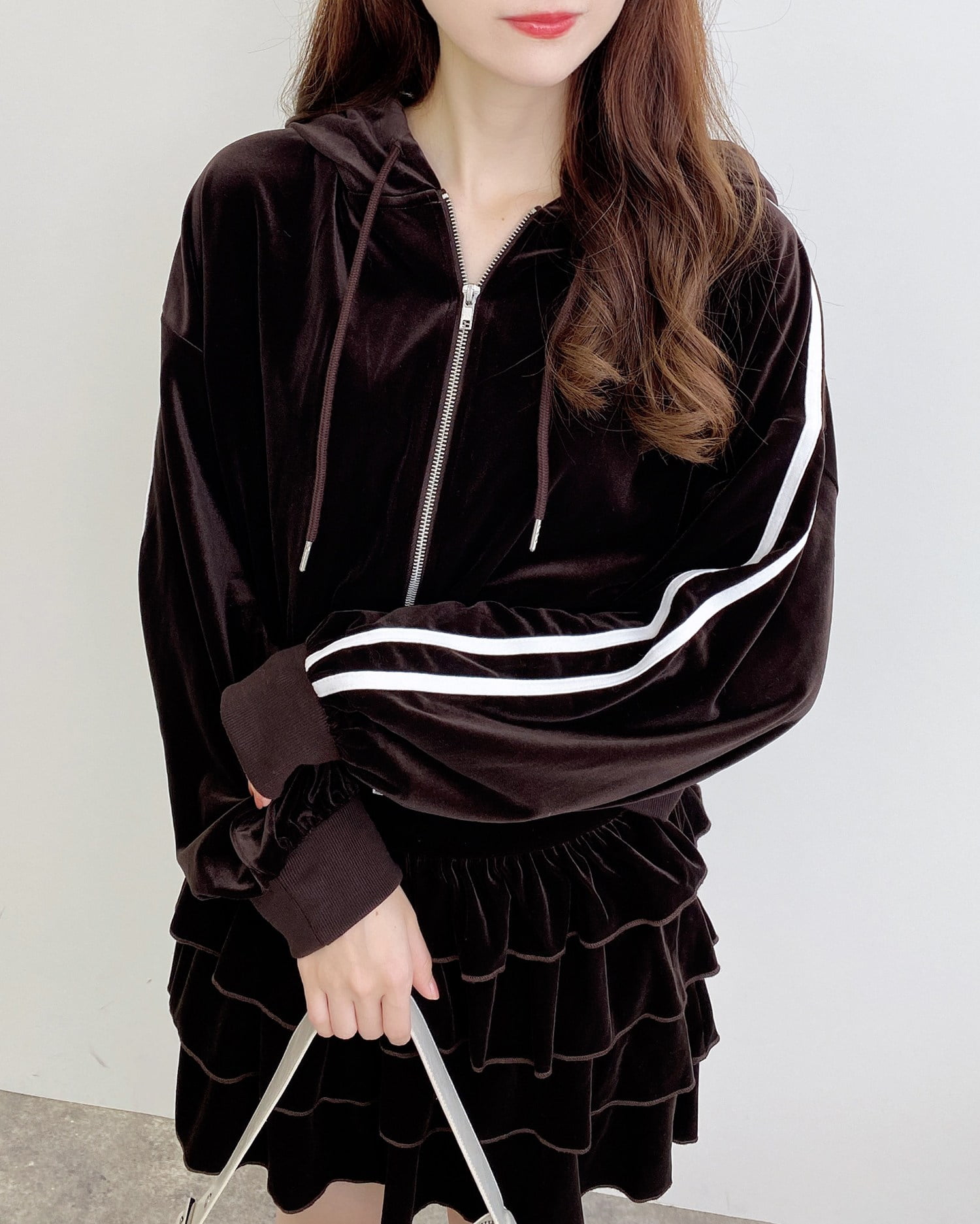 WEB限定】サイドラインジップベロアパーカー(セットアップ対応)｜INGNI