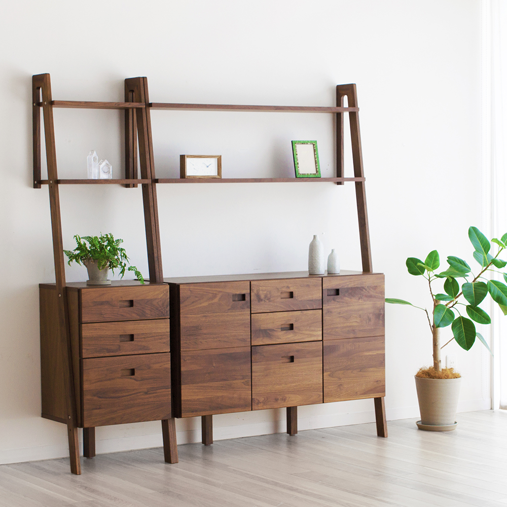 サイドチェスト「レイリア」ハイタイプ 幅48cm ウォールナット材