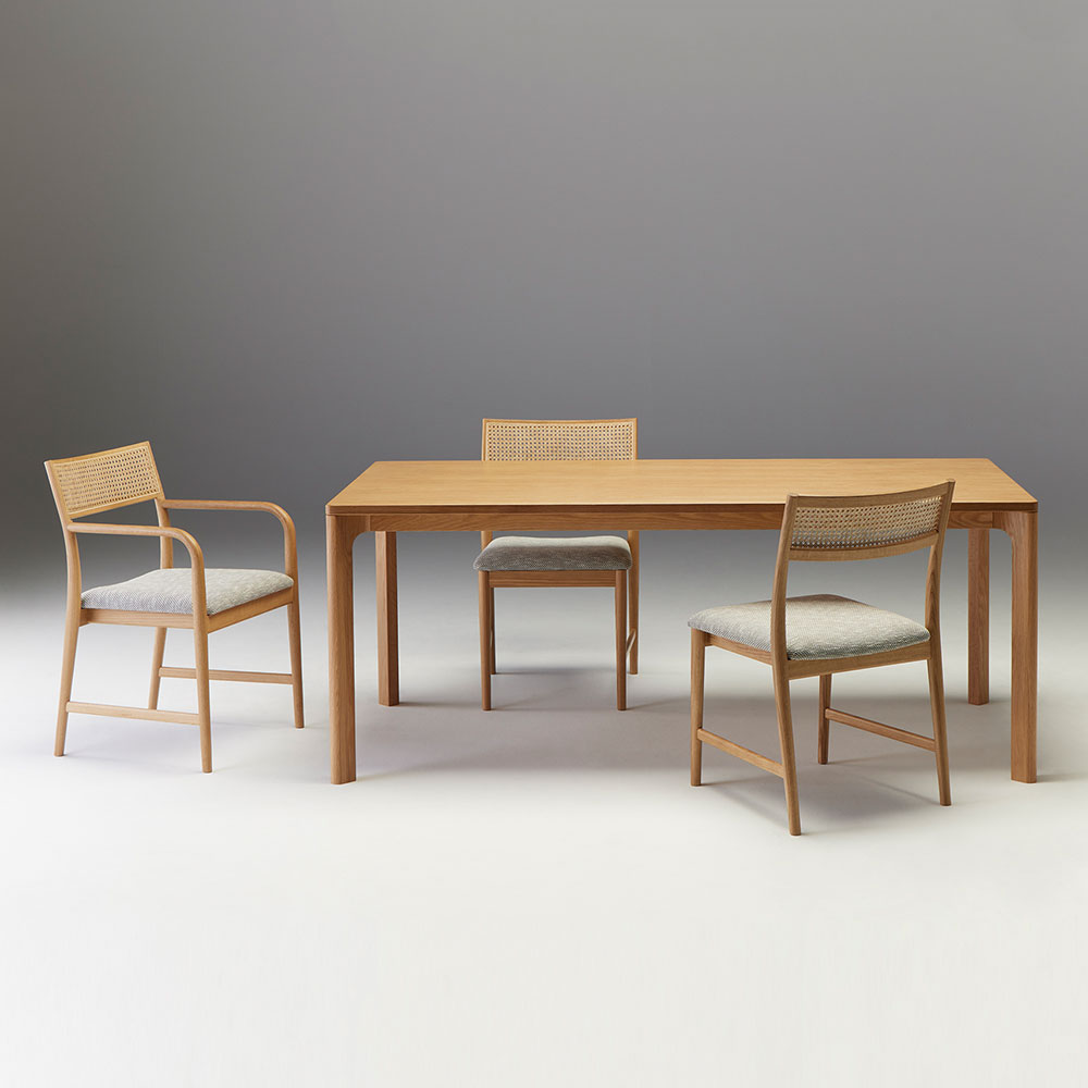 秋田木工 ダイニングテーブル「AT-1」幅180cm ナラ材ホワイトオーク色