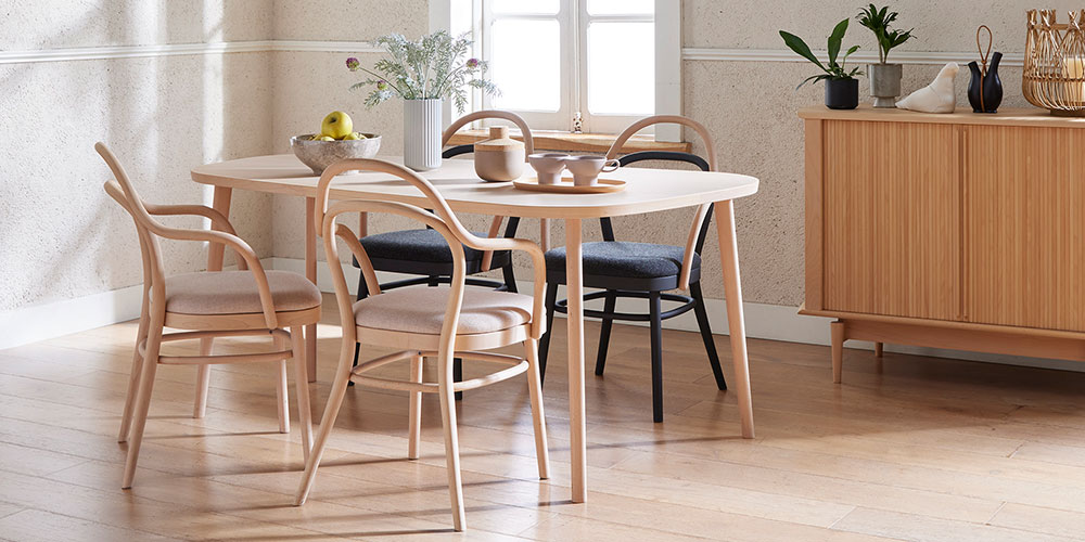 秋田木工 ダイニングチェア「magekko(まげっこ)」ブナ材 ブラック色/張