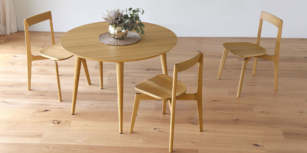 ダイニングテーブル「マルーン」円形 ホワイトオーク材 全2サイズ