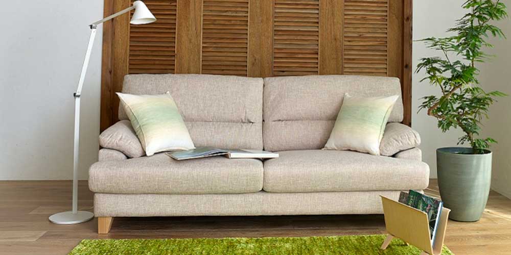 ソファ 3人掛け「アクア SD-341C」幅196cm 布#FG220-3D ベージュ色 脚